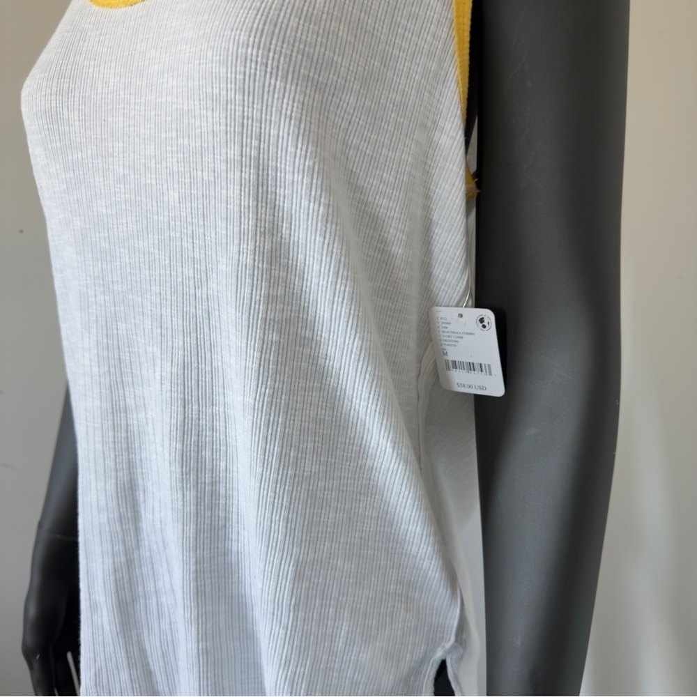 219. NWT Free People White and Yellow Tank Top - Picture 4 of 7